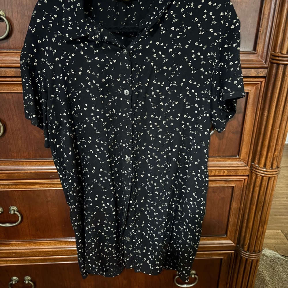 Saltwater LUXE Navy Blue Shirt Dress with White Pattern